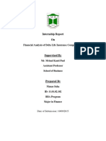 Internship Report On: Financial Analysis of Delta Life Insurance Company LTD