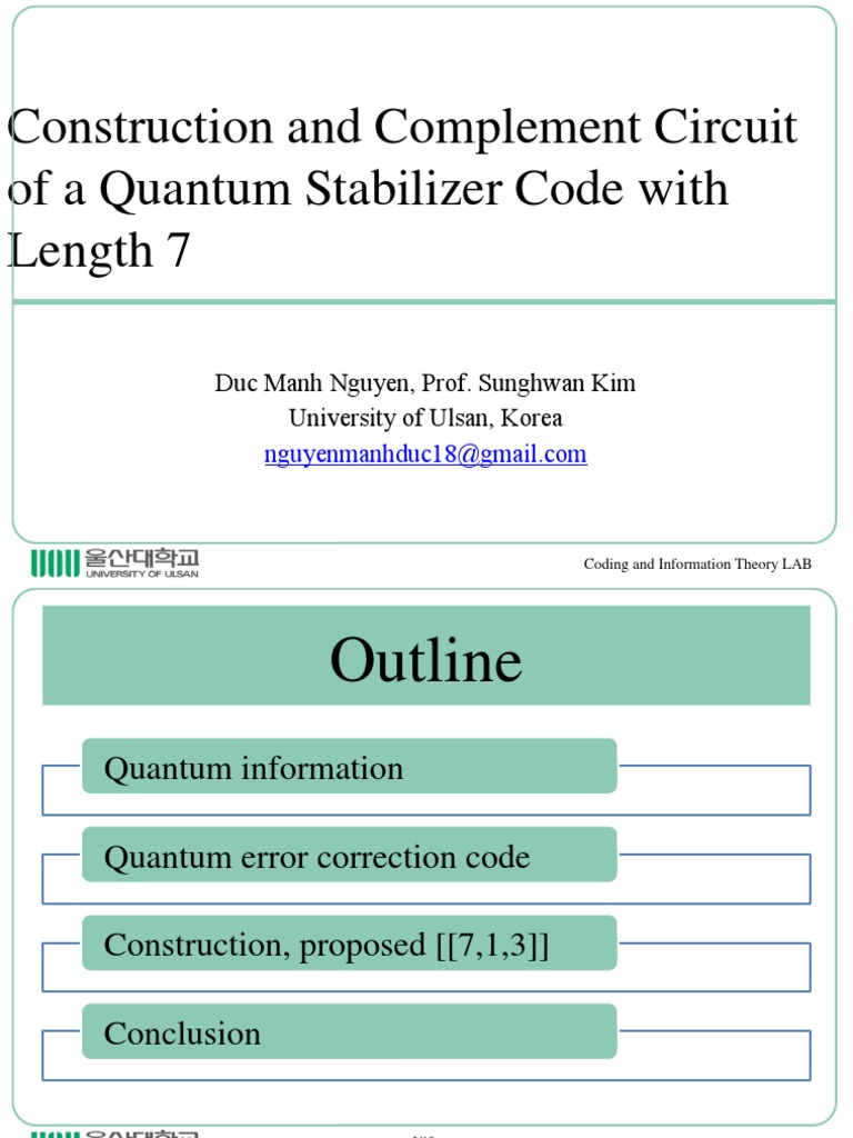Construction and Complement Circuit of A Quantum Stabilizer Code With