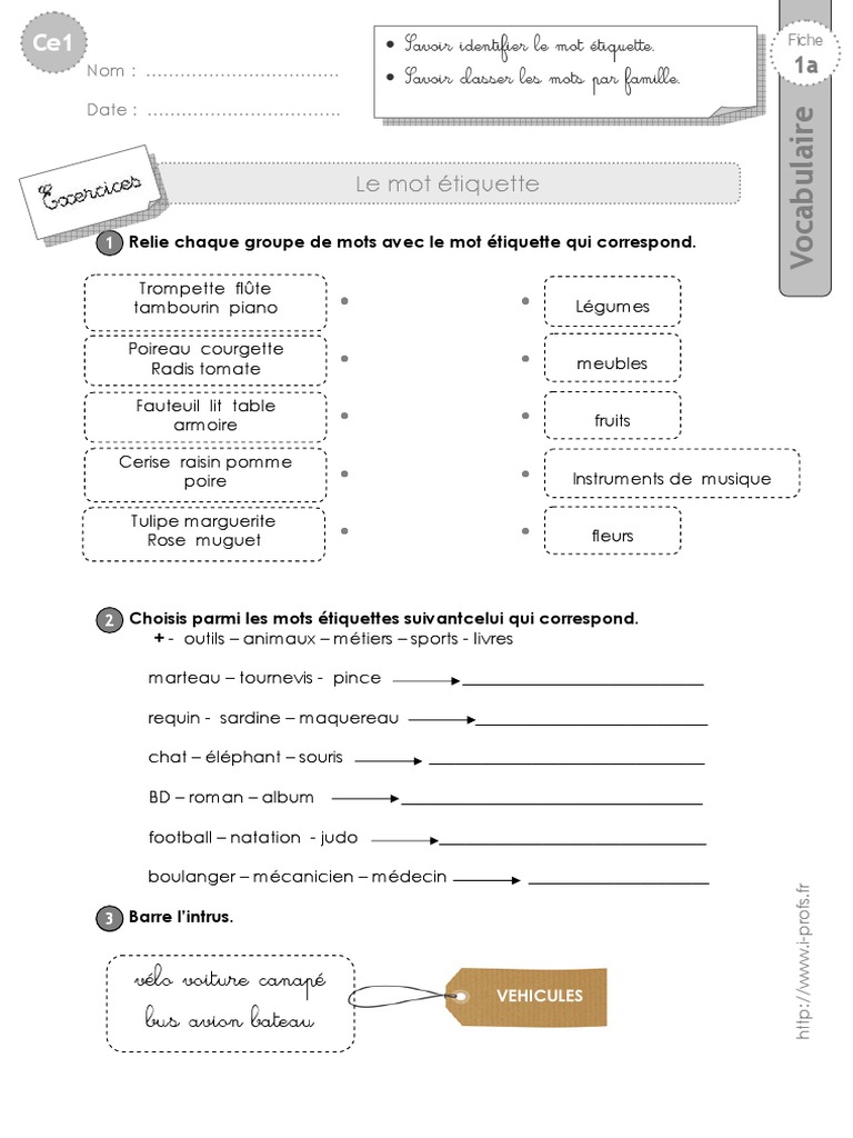 Ce1 Exercices Mot Etiquette Pdf Plantes Comestibles Cuisine Vegan