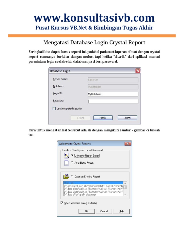 Atasi Login Database Crystal Report VB.Net | PDF