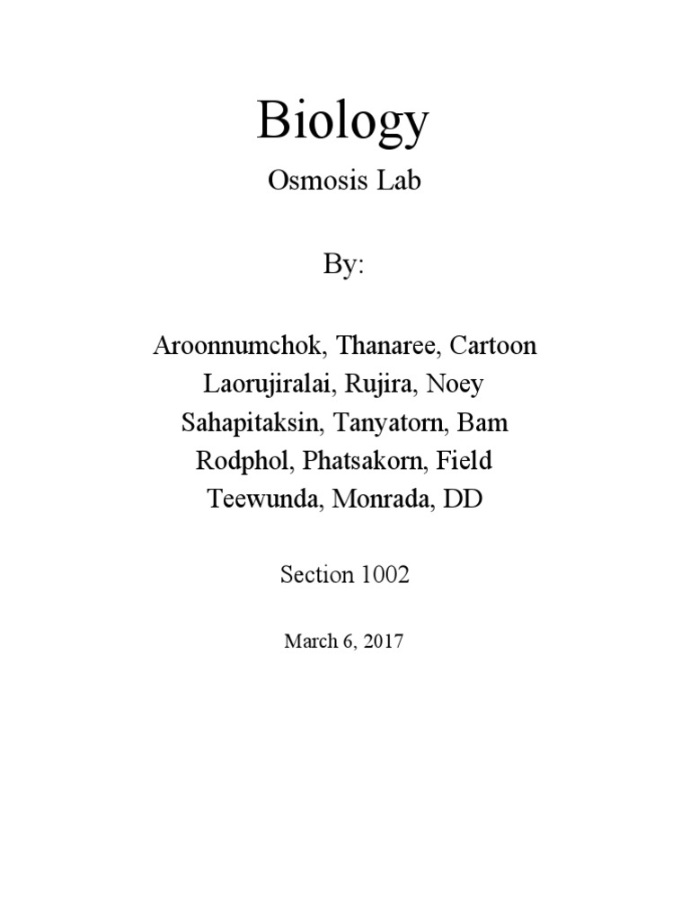 Biology Osmosis Lab by PDF Osmosis Physical Sciences
