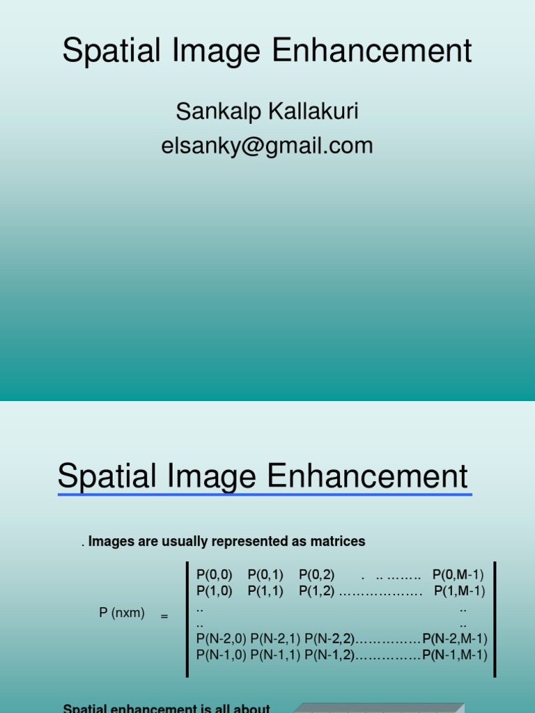 Spatial Image Enhancement Techniques | PDF | Probability Density ...
