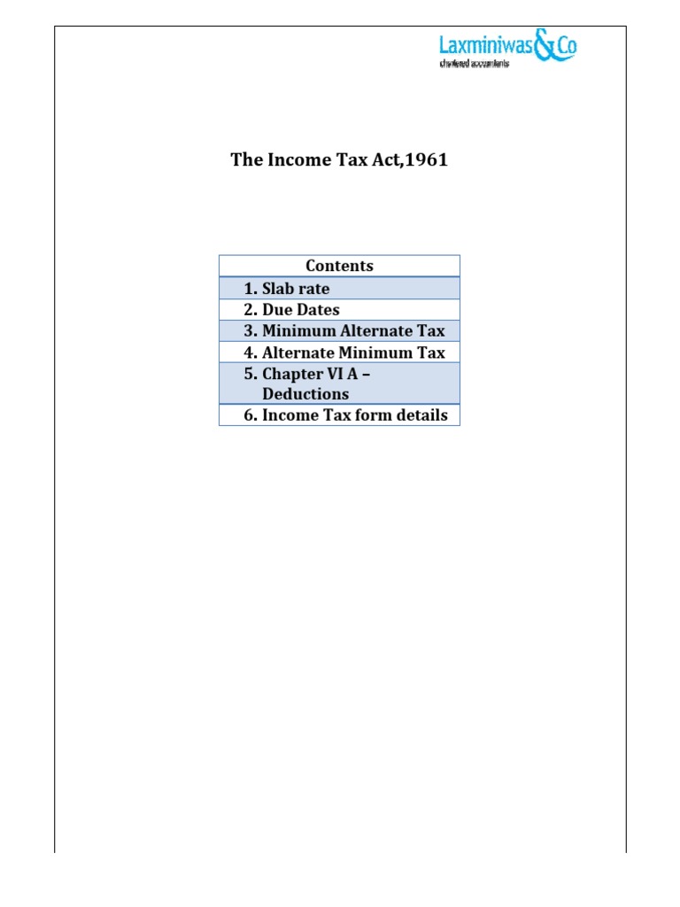 Income Tax Handbook Pdf Income Tax In India Payments