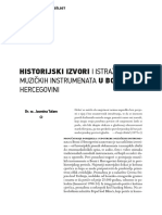 Istraživanja Muzičkih Instrumenata U BiH PDF