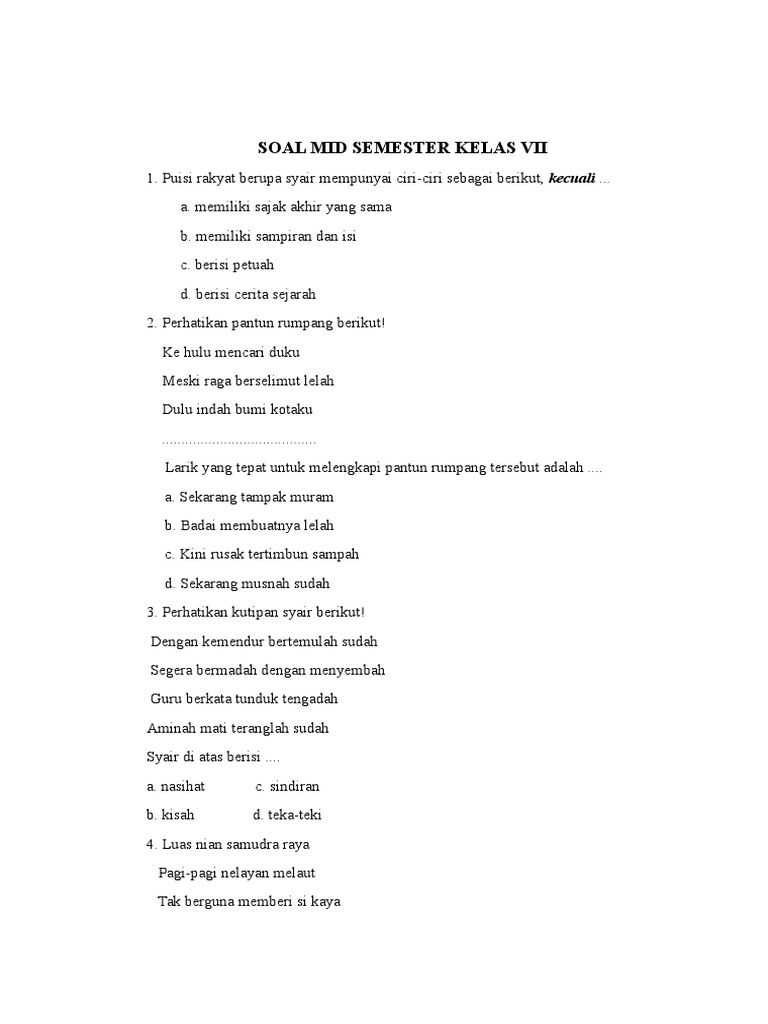Soal Mid Semester Pdf