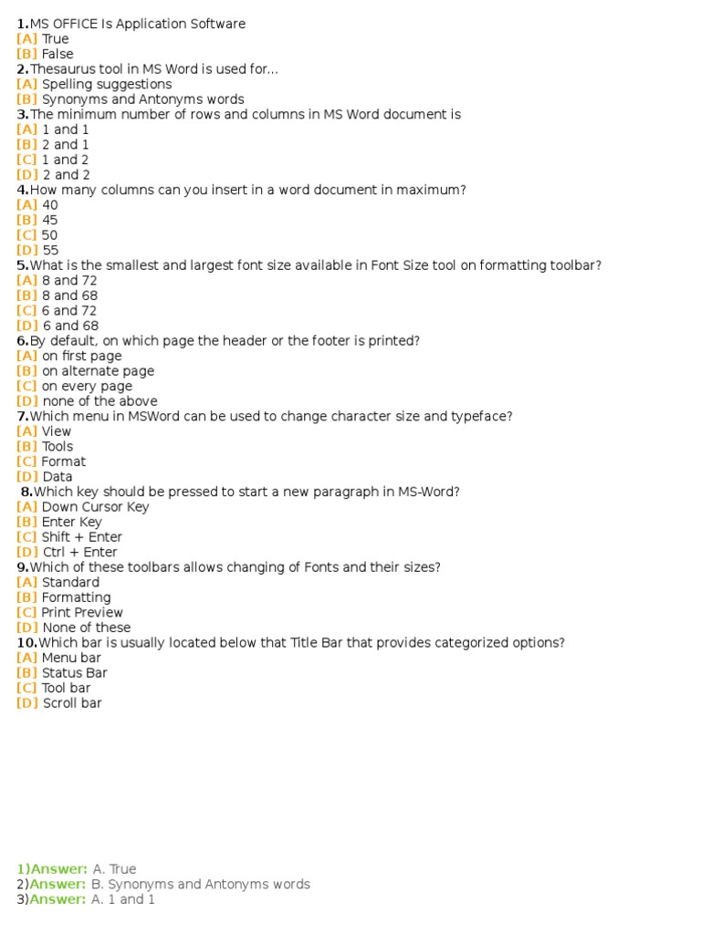 MS Word Formatting and Tools Quiz | PDF