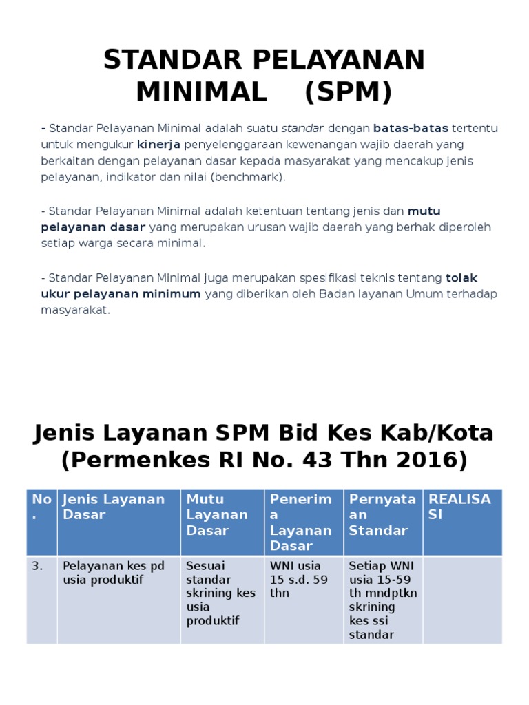 Standar Pelayanan Minimal Kesehatan | PDF | Ilmu Sosial