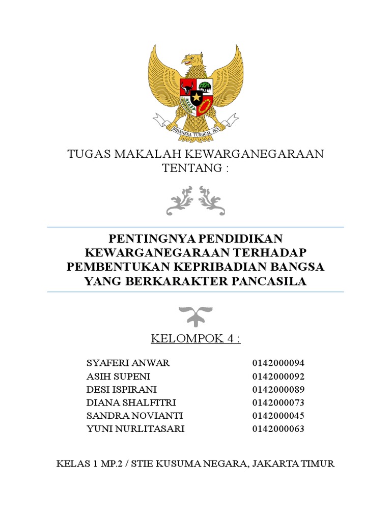 Pentingnya Pendidikan Kewarganegaraan  Terhadap Pembentukan   Pentingnya Pendidikan Kewarganegaraan  Terhadap Pembentukan