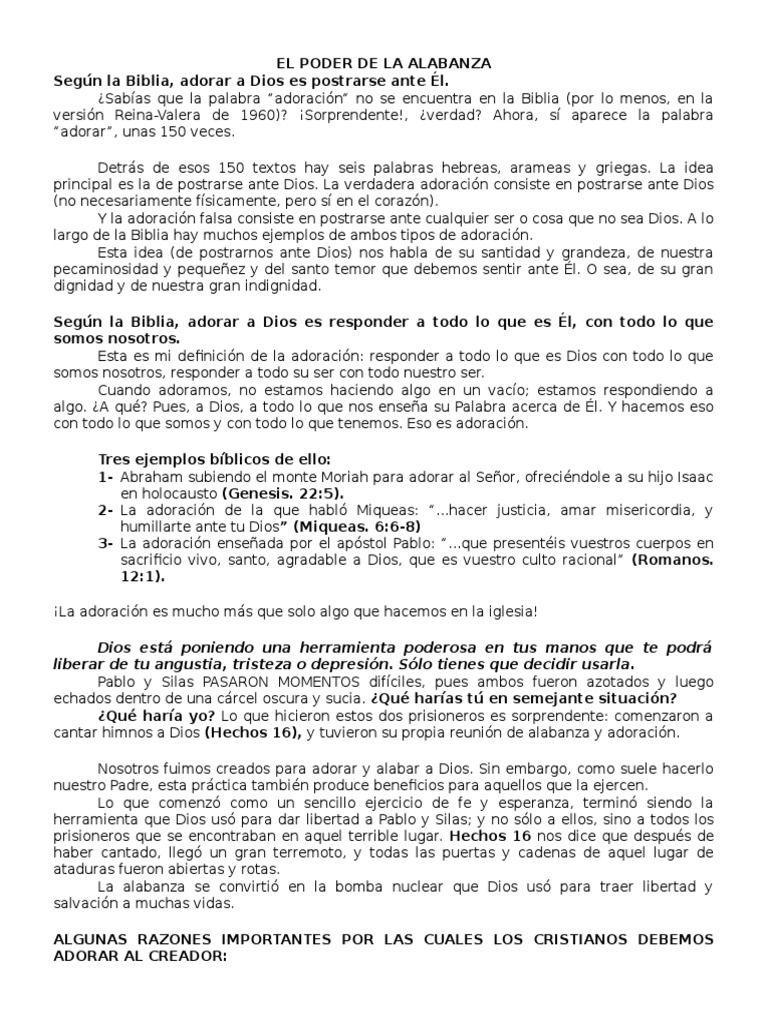 El Poder de La Alabanza | PDF | Fe | Pablo el apóstol