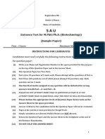 Entrance Test For M.Phil/Ph.D. (Biotechnology) (Sample Paper)