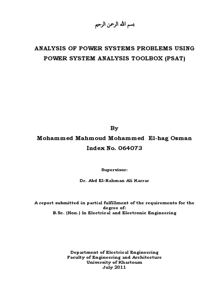 Analysis of Power Systems Problems Using Power System Analysis Toolbox (Psat) PDF Ac Power
