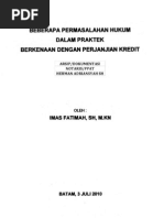 Beberapa Permasalahan Hukum Dalam Praktek Berkenaan Dengan Perjanjian Kredit