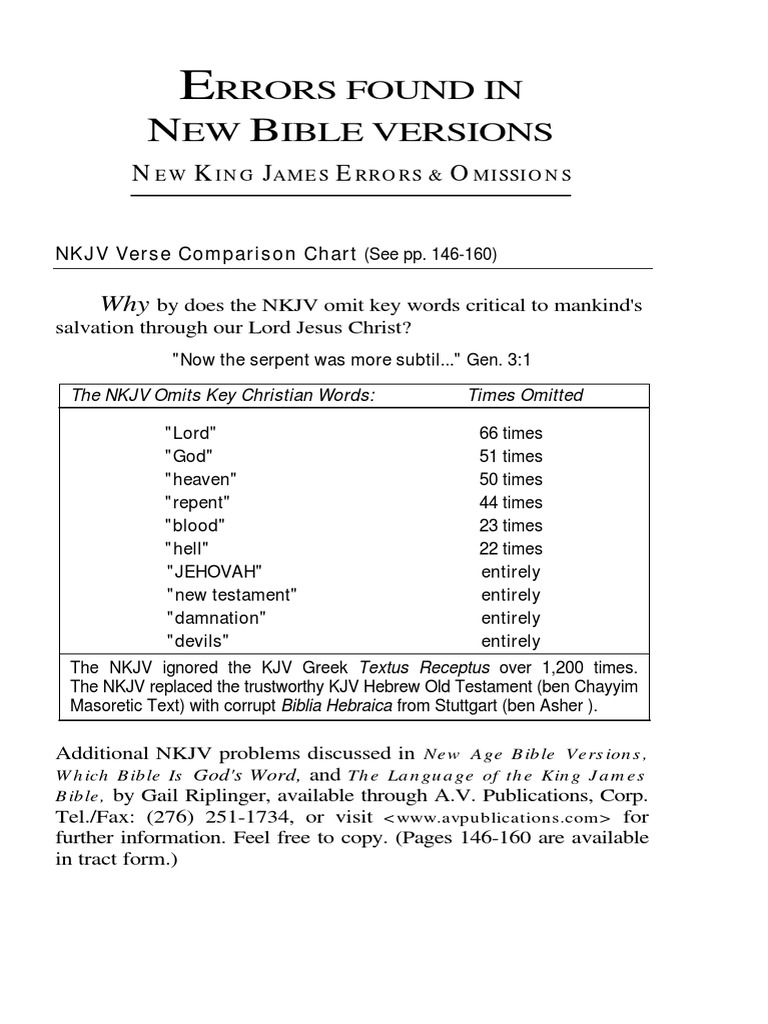 KJV Vs NKJV PDF New King James Version Abrahamic Religions
