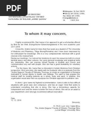 Reference Letter