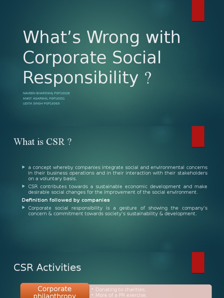 Critique of Corporate Social Responsibility | PDF | Corporate Social ...
