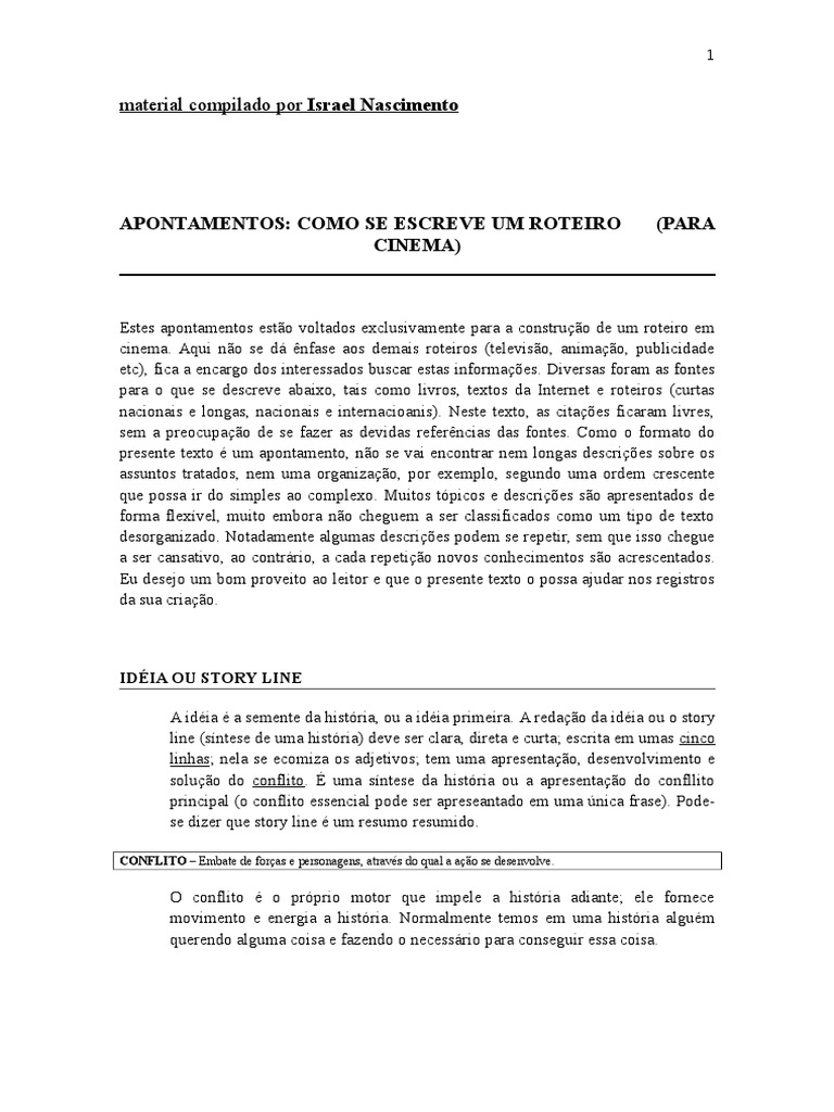 Apontamentos Como Se Escreve Um Roteiro