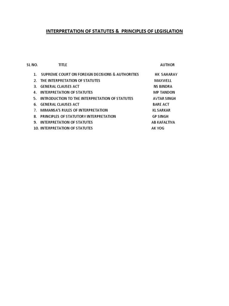 Interpretation of Statutes PDF