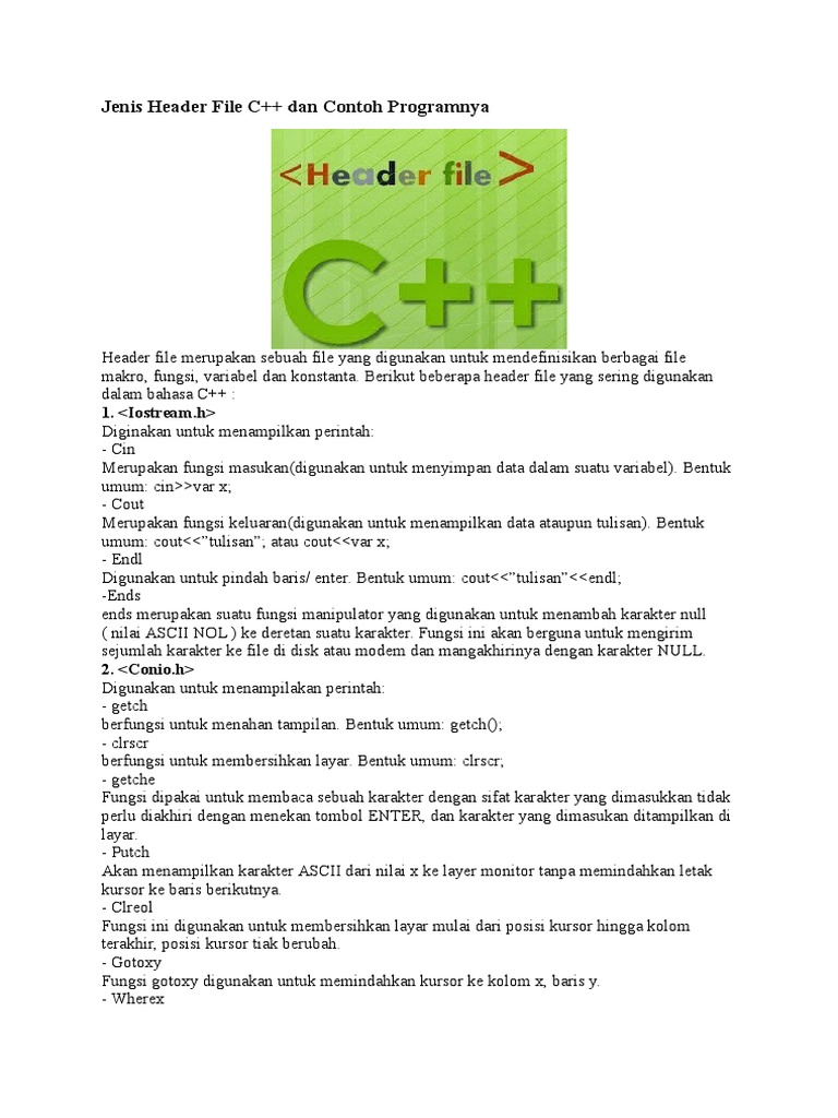 Jenis Header File C++ | PDF
