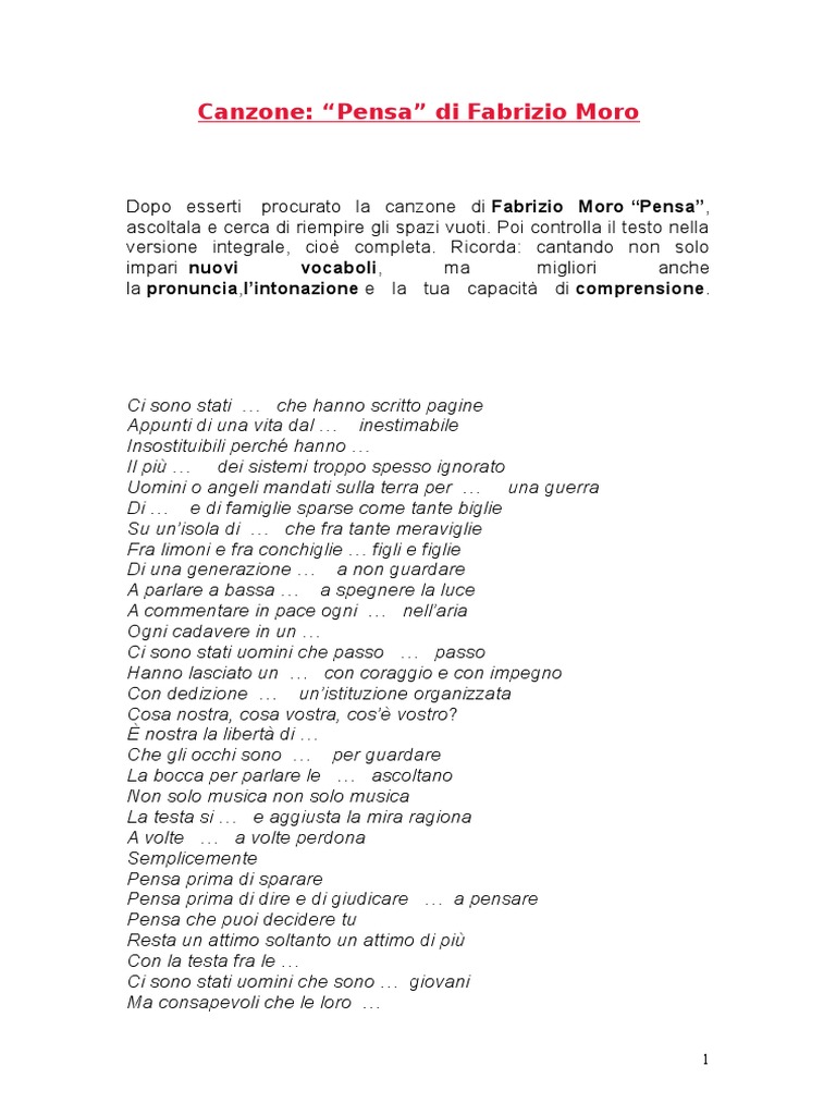 Pensa Di Fabrizio Moro