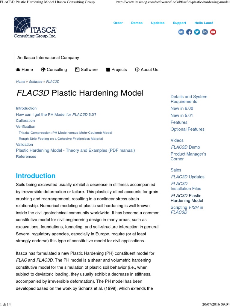 FLAC3D Plastic Hardening Model - Itasca Consulting Group | PDF ...