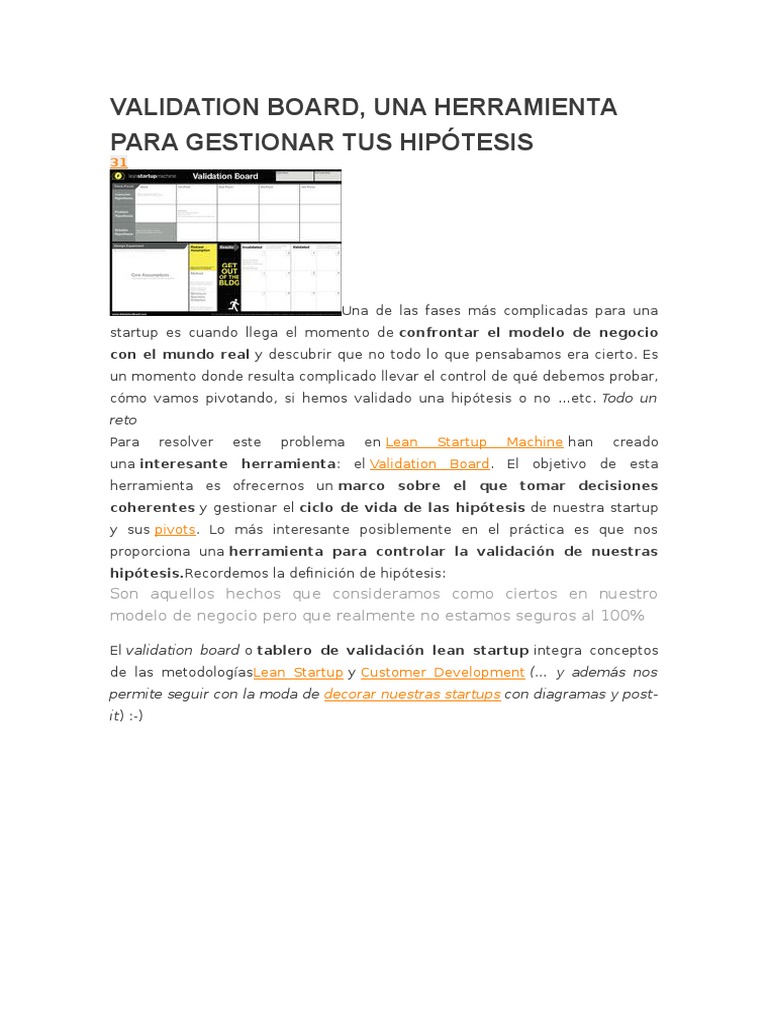 Validation Board | Descargar gratis PDF | Empresa de inicio | Pequeñas ...