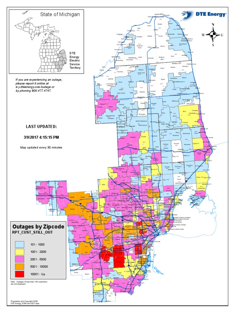 DTE Map Outages by Zip Code