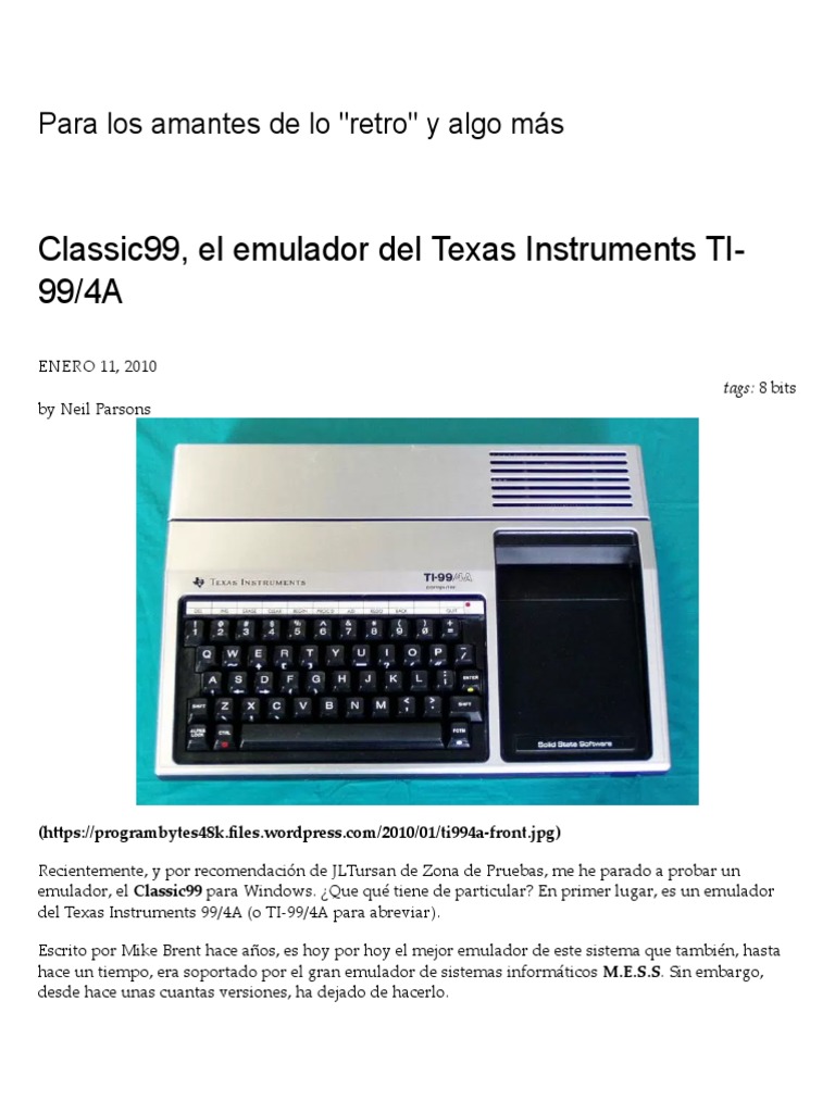 Classic99: Emulador TI-99/4A Retro | PDF | Emulador | Archivo de ...