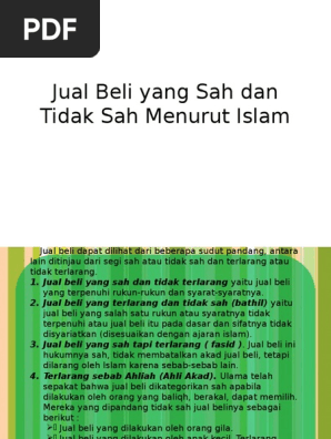 Jual Beli Yang Sah Dan Tidak Sah Menurut Pdf