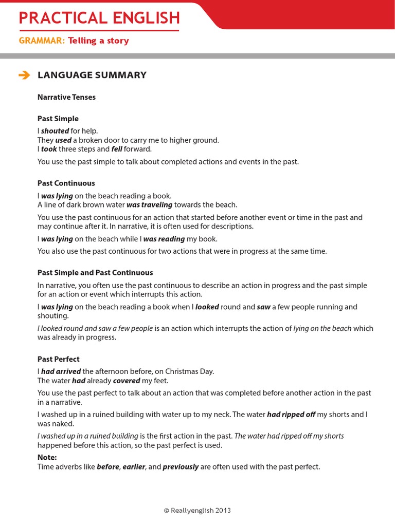 Narrative Tenses in Storytelling | PDF | Linguistic Typology | Rules