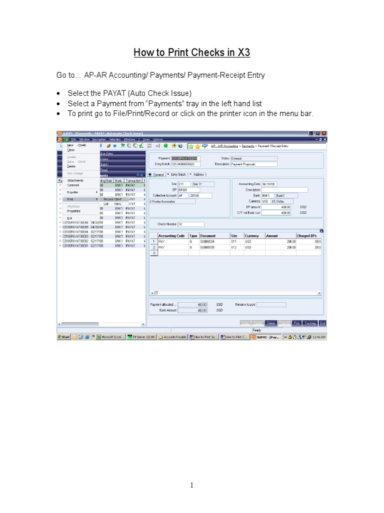 How To Print Checks in X3 | PDF