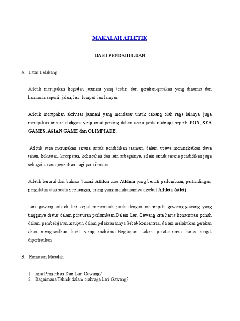 Contoh Makalah Lempar Lembing