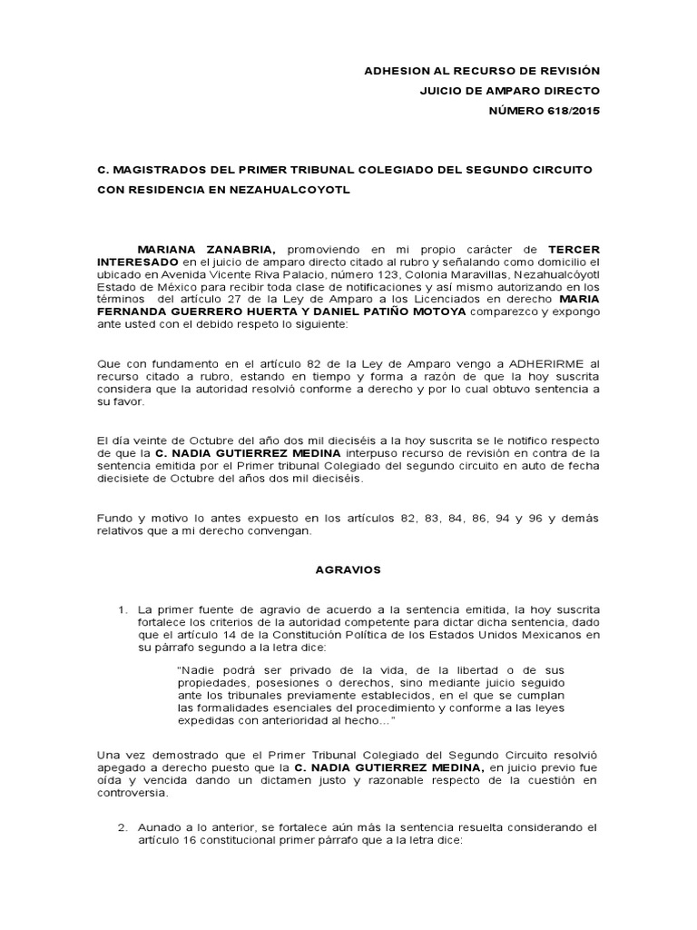 Formato de Recurso de Revisión en Amparo | PDF | Sentencia (Ley ...