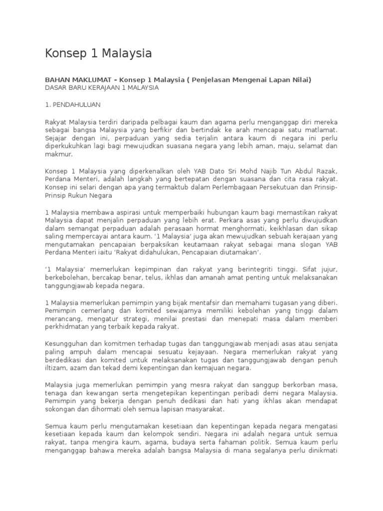 Konsep 1 Malaysia Pdf