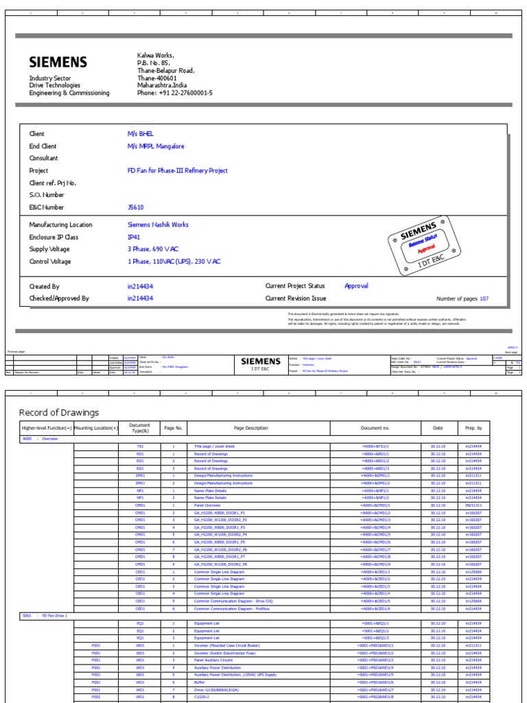 Siemens VFD Scheme | PDF | Relay | Fuse (Electrical)