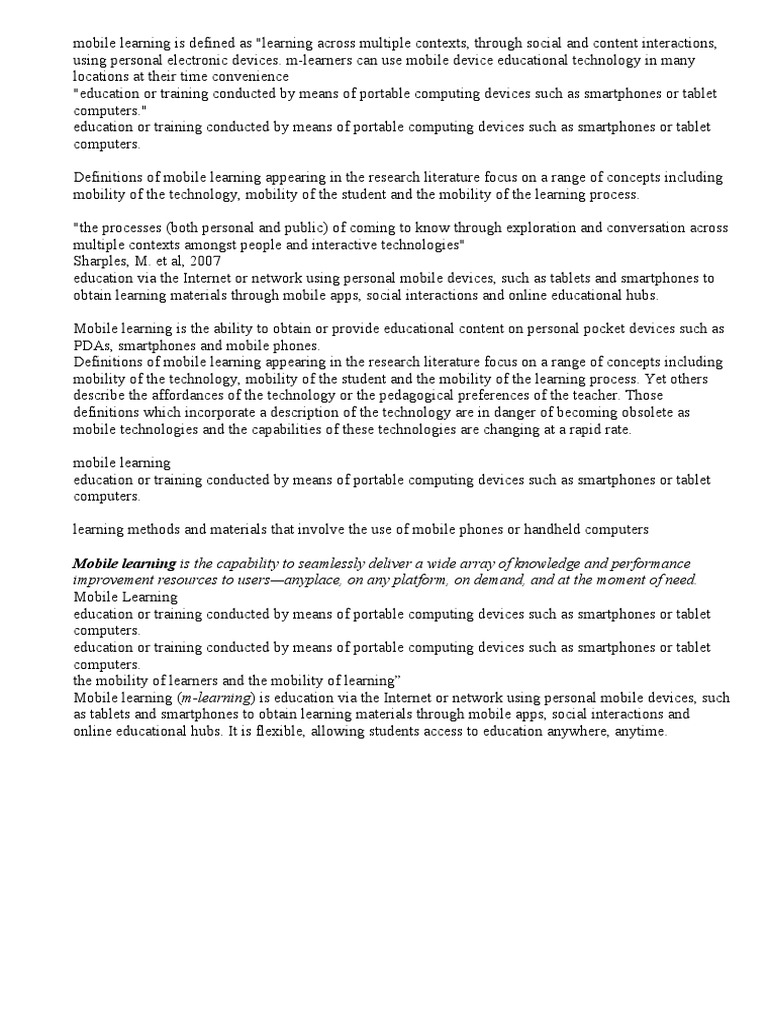 Understanding Mobile Learning Concepts | PDF