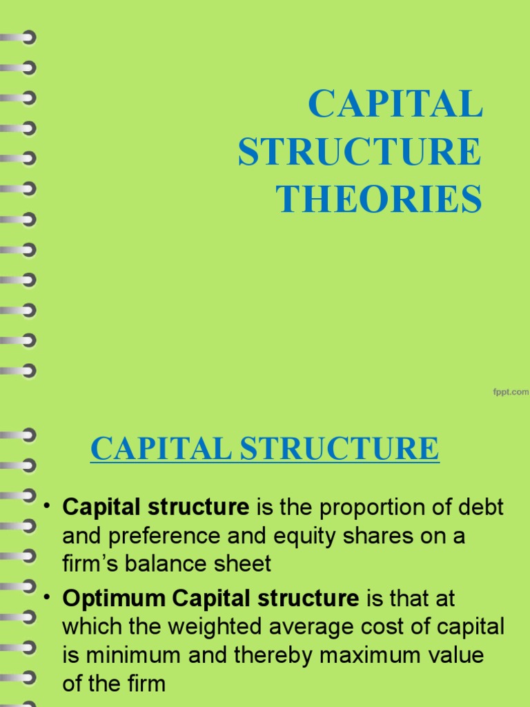 Theories of Capital Structure Ppt Capital Structure Cost Of Capital