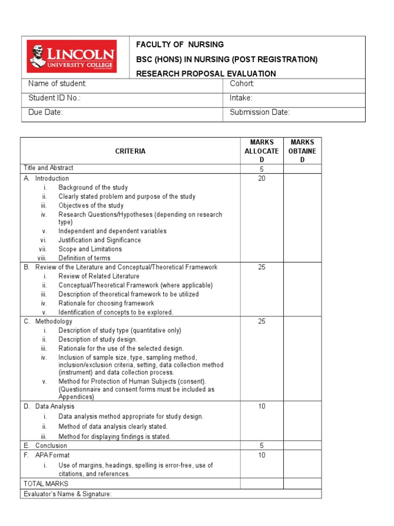 Research Proposal Evaluation Criteria | PDF | Data Analysis | Evaluation