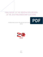 ISFED's final report of election observation mission for the 2016 Parliamentary Elections. 