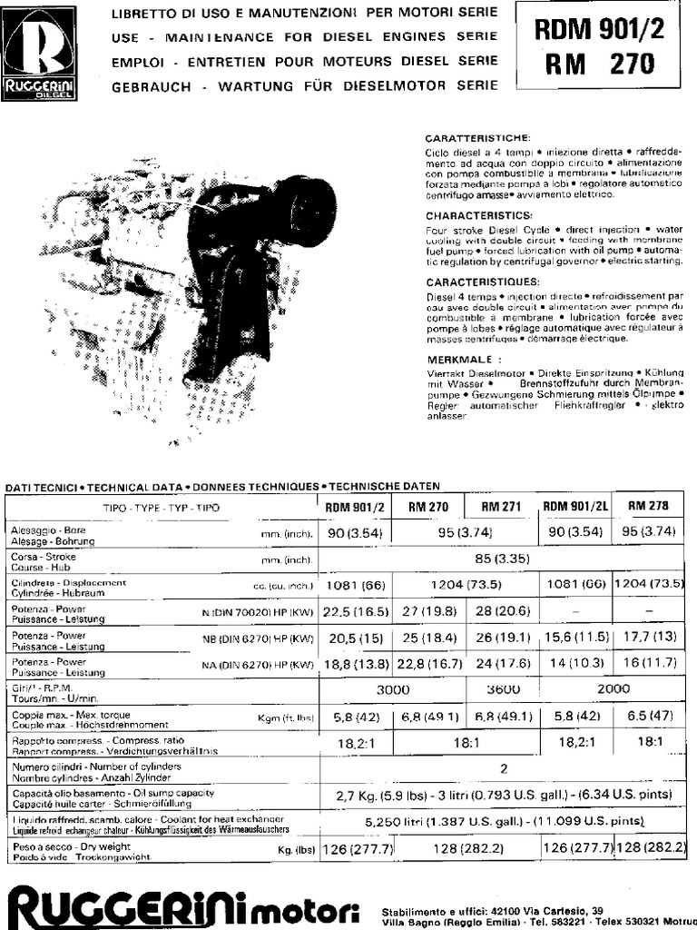 Man - Off. Ruggerini RDM 901-2 RM 270 | PDF