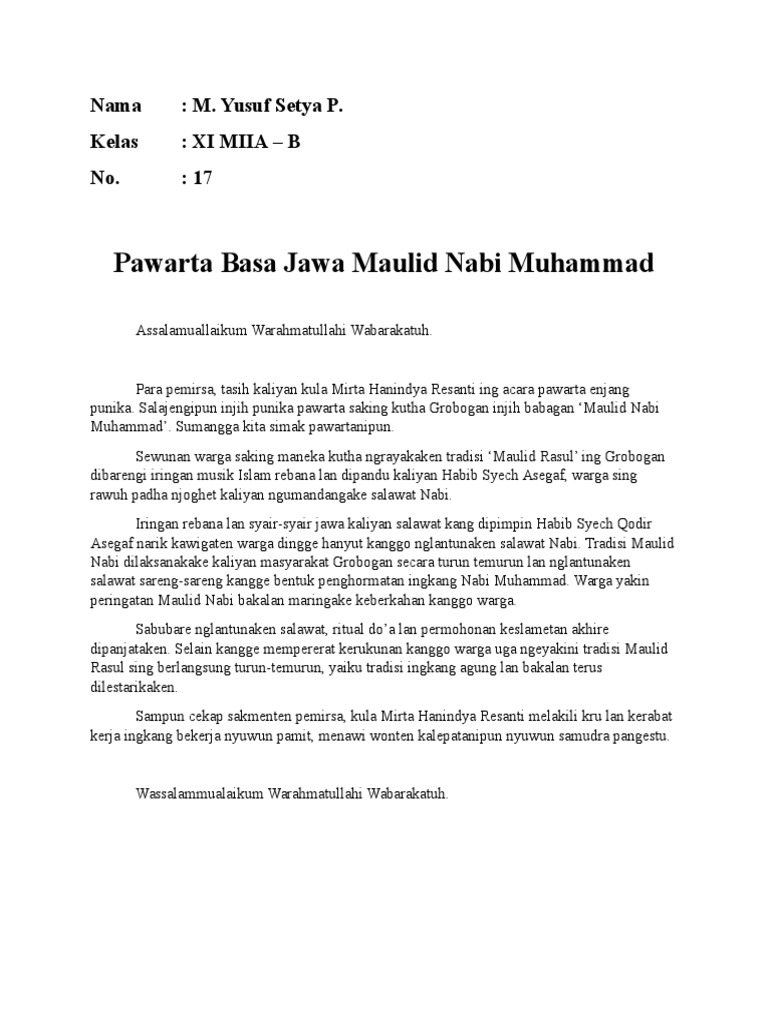 Contoh Teks Pawarta Dalam Bahasa Jawa Berbagi Teks Penting