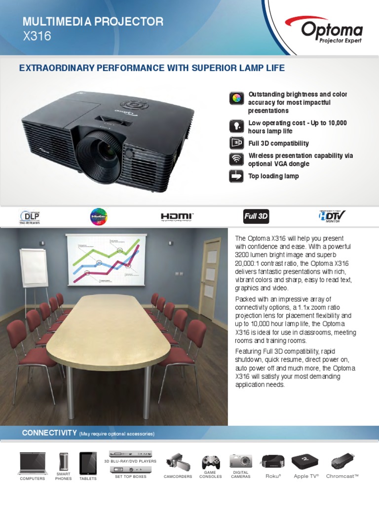 Optoma X316 XGA Desktop DLP Projector | PDF | Hdmi | Stereoscopy