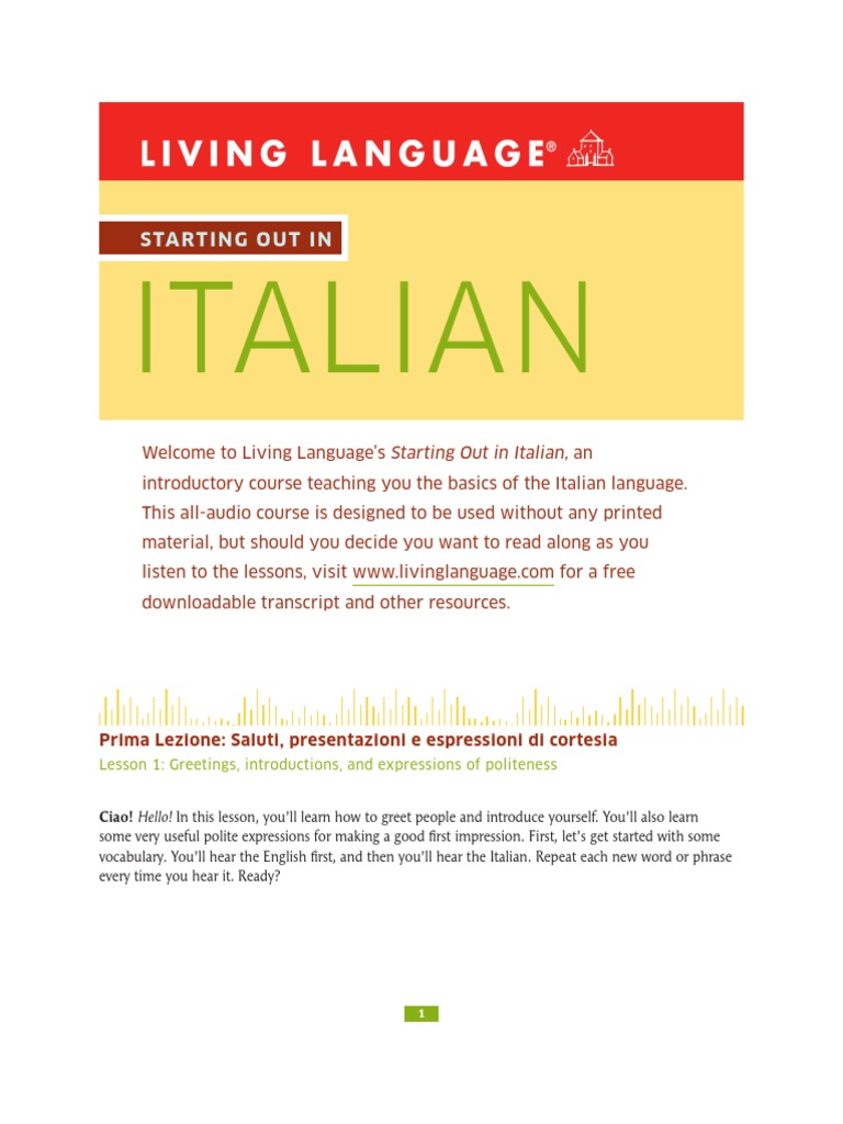 Starting Out in Italian PDF | PDF | Grammatical Gender | Grammatical Number