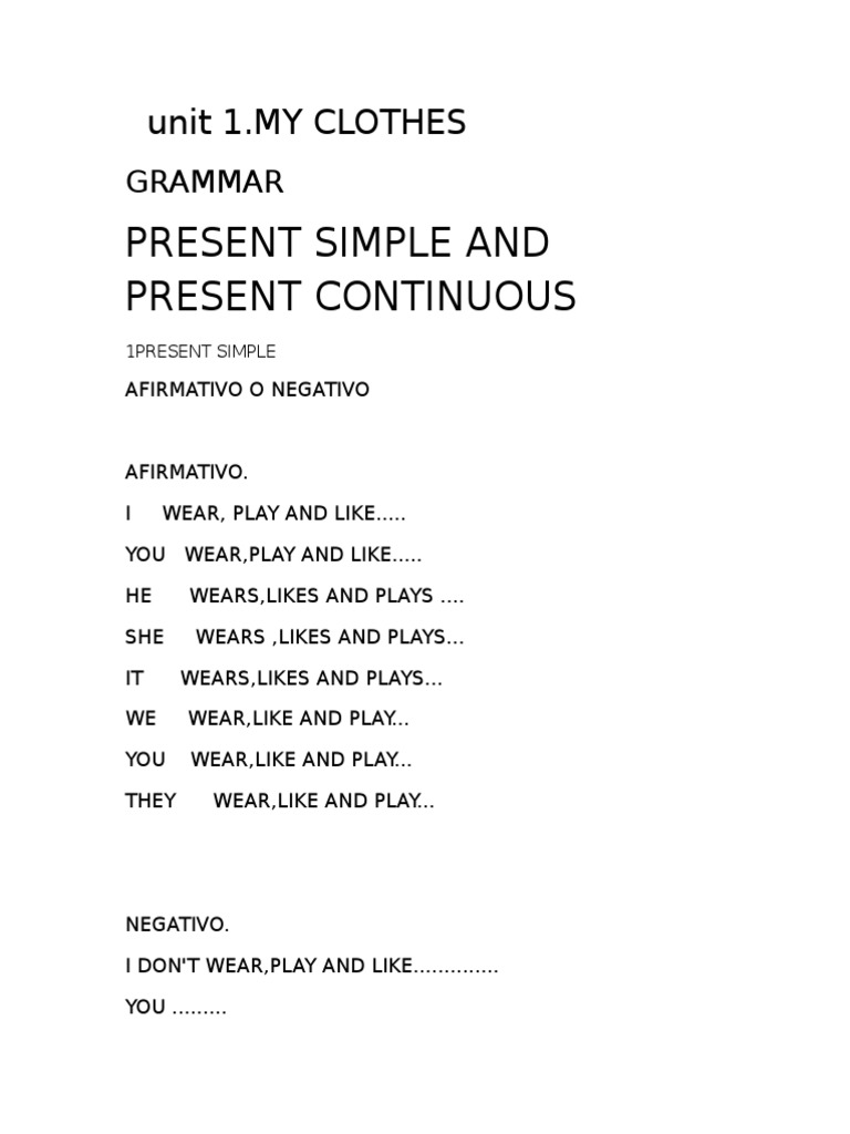 Present Simple & Continuous Grammar Guide | PDF