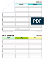 Blank Calendar Landscape 4 Pages