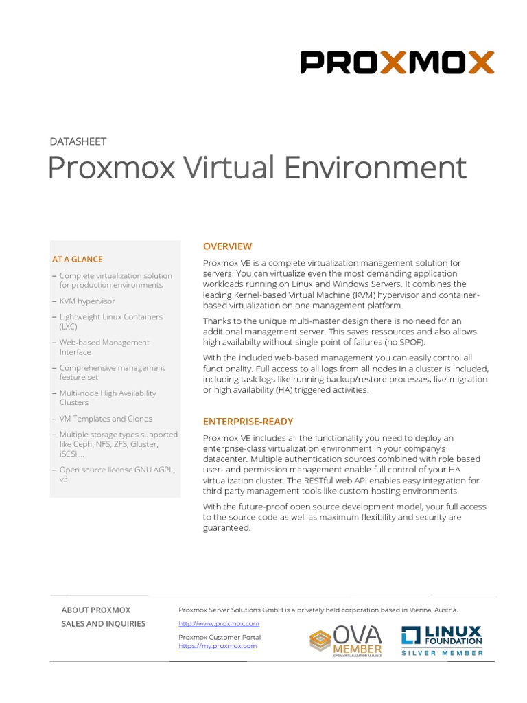 Proxmox VE Datasheet PDF | PDF | Application Programming Interface ...