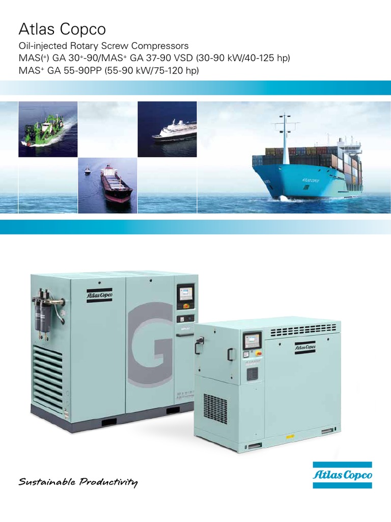 Atlas Copco Oil-Injected Rotary Screw Compressors MAS (+) GA30+-90 ...