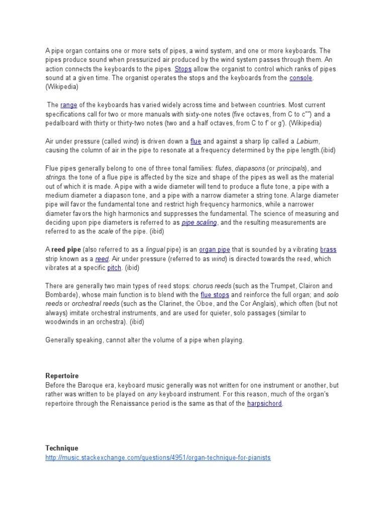 Pipe Organ Presentation Pdf Musical Instruments Sound