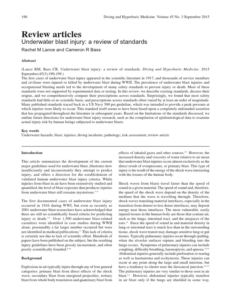 Standards for Underwater Blast Injuries | PDF | Experiment | Underwater ...