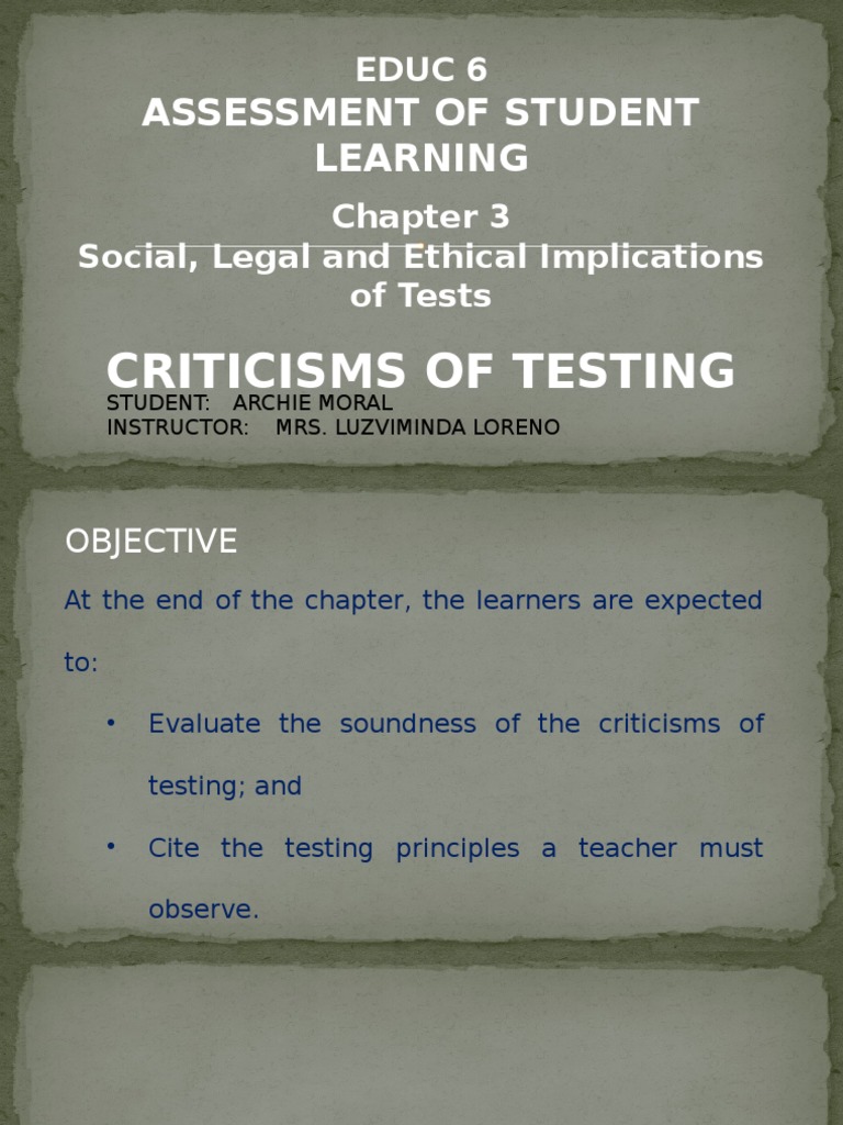 Critiques of Moral Assessment Tests | PDF | Test (Assessment) | Anxiety