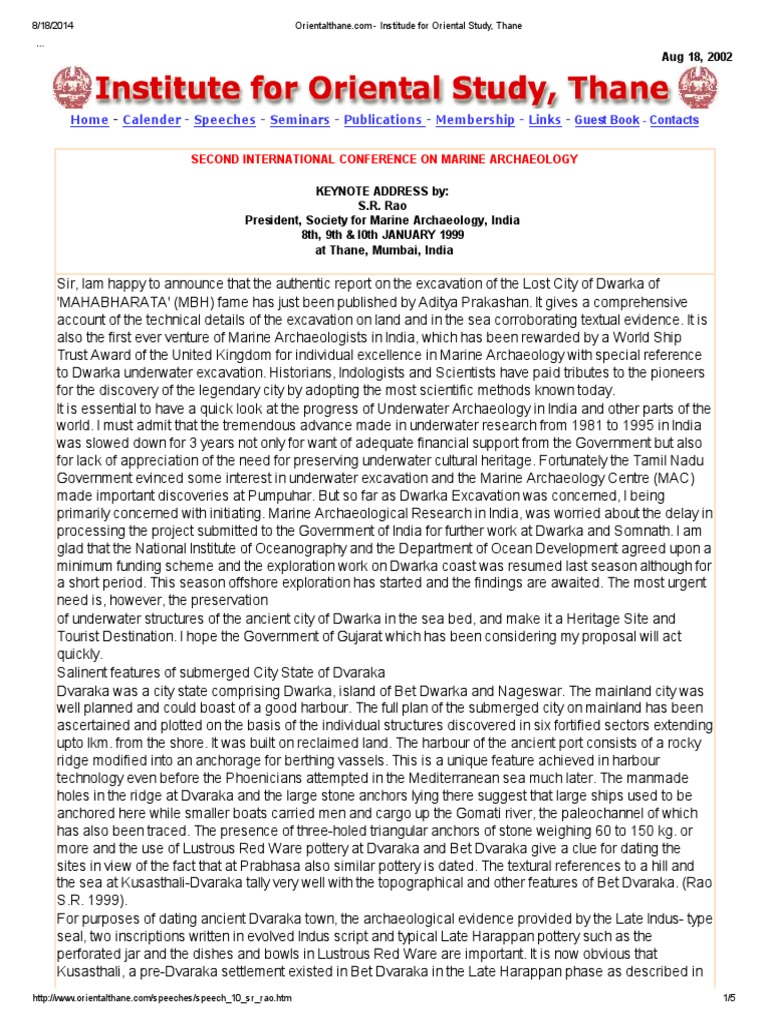 Marine Archaeology of Dwarka Excavations | PDF | Archaeology